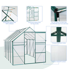 No Provide Self Pick-up 6X10FT Polycarbonate Greenhouse Raised Base And Anchor Aluminum Heavy Duty Walk-in Greenhouses For Outdoor Backyard In All Season