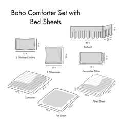 Queen Boho Comforter Set With Bed Sheets