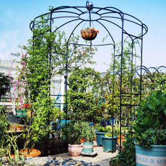 Metal Garden Arch Iron Garden Arbors Gazebo Dia81.3'' X 114.2'' High Birdcage Shape Pergola Pavilion For Wedding Ceremony Outdoor