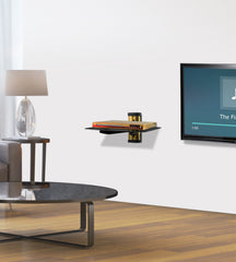 Floating Wall Mounted Strengthened Tempered Glass Shelf For DVD Cable Boxes