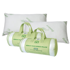 2Pcs Or 1Pcs Bamboo Memory Foam Pillow Hypoallergenic Bed Pillow For Head Neck Rest Sleeping Shredded Pillow Washable Cover Queen Size Pillow
