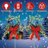 2Pcs Christmas Lighted Reindeer Decoration LED Pathway Stake Lights Battery Powered For Outdoor Garden Lawn Porch Front Door Patio Holiday Decor