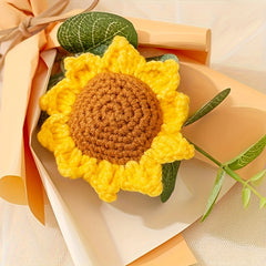 Sunflowers Crochet Flowers Bouquet, Knitted Bouquet, Crochet Artificial Flowers For Home Wedding Decor Birthday Gift Clearance