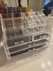 Clear Acrylic Clear Dustproof Makeup Storage, Organizer Drawers Large Skin Care Cosmetic Display Cases For Bathroom Stackable Storage Box With 4 Drawers For Vanity