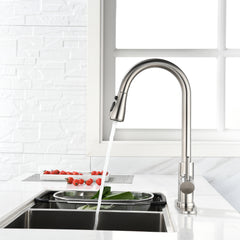 Single Handle High Pull Out Kitchen Faucet, Single-stage Stainless Steel Kitchen Sink Faucet, With Pull Down Spray
