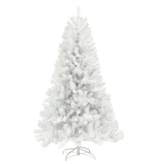HOMCOM 9ft Tall Artificial Christmas Tree, Unlit Xmas Tree With 2132 Branch Tips, Auto Open, Steel Base, Holiday For Home Office, White