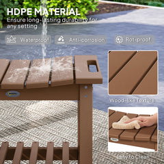 HDPE Shower Bench, Waterproof Shower Stool with Handle, Storage Shelf, Non-Slip Pads for Indoor Outdoor, Brown