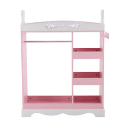 Pink MDF + Particleboard Children's Wardrobe With 1 Mirror, 3 Shelves, And 1 Clothes Rod; Rabbit Ear Design