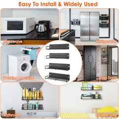 4Pack Strong Magnetic Spice Rack Organizer Fridge Storage Shelf For Jars Seasoning Tins Utensils Space Saver Holder For Refrigerator Microwave