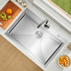 33' Kitchen Sink Top Mount Single Bowl Drop-In Basin Stainless Steel Bar
