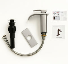 Single Handle Bathroom Faucet, Stainless Steel Single Hole Lavatory Faucet, Modern Sink Faucet, Brushed Nickel