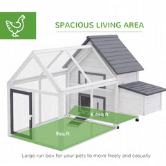 65" Chicken Coop Wooden Chicken House Rabbit Hutch Poultry Cage Hen Pen Backyard with Nesting Box, Ramp, Run
