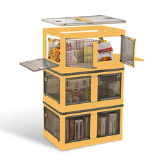 3Pcs Foldable Storage Bins With Lid 4 Doors Collapsible Stackable Closet Organizer Containers With Lock 4Pcs Wheels