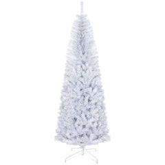 7 FT Artificial Christmas Tree Pencil Xmas Tree with Stand, 818 Tips, Holiday Home Indoor Decoration for Party, White