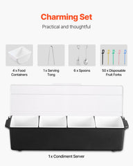 Chilled Condiment Server 4 Compartment Cold Serving Tray With Lid For Fruit