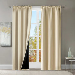 Rod Pocket Thermal Insulated With Coated Lining 52 In. W X 63 In. L Indoor Blackout Curtains,2 Colors Available,Set Of 2