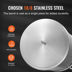 Stainless Steel Stockpot, 42 Quart Large Cooking Pots, Multipurpose Cookware Sauce Pot With Lid & Handle, Heavy Duty Commercial Grade Stock Pot, Sanding Treatment, For Large Groups Events Silver