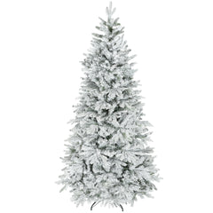 7.5 ft Artificial Frosted Christmas Tree with Realistic Branches, Wide Full Spruce, Hinged Xmas Tree, Easy Assembly