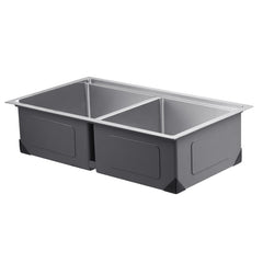 33' Kitchen Sink Undermount Double Bowl Drop-In Basin Stainless Steel Bar