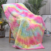 1 Piece Shaggy Blanket Plush Faux Fur Blanket For Bed Sofa Ultra Soft Luxury Sherpa Blanket Rainbow Colorful Blanket