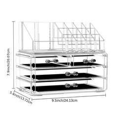 Clear Acrylic Clear Dustproof Makeup Storage, Organizer Drawers Large Skin Care Cosmetic Display Cases For Bathroom Stackable Storage Box With 4 Drawers For Vanity