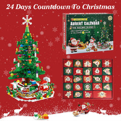 Year Christmas Tree Building Set With LED Light Tabletop Christmas Building Block 24 Days Christmas Countdown Calendar For Boys Girls 3-6