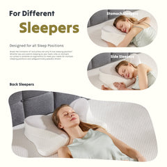 Cervical Neck Pillow, Cooling Ergonomic Memory Foam Pillows Dual Height Orthopedic Support Contour Pillow For Side