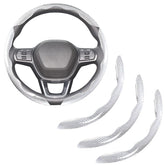 Carbon Fiber Steering Wheel Covers 3 Piece Clip On Steering Wheel Cover White