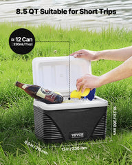 Portable Cooler 8.5 QT Insulated Hard Cooler 12 Can Capacity With Handles