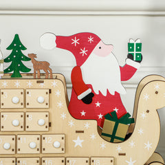 Wooden Christmas Advent Calendar with 24 Countdown Drawers, Reusable Holiday Decor Xmas Gift for Kids Adults, Natural