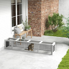 Wooden Cat Run With Weather Protection, Connecting Inside And Outside