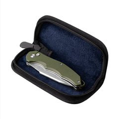 Folding Knife OD Green G10 Handle Pocket Knife, 14C28N Steel Thumb-Stud Outdoor Tools, Folding Knife Sheath
