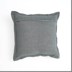 Linen Printed Cushion With Fringes Brown