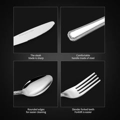 16 Piece Luxury High-end Silver Tableware Family Utensil Set - Stainless Steel 4-person Utensil Service Including Fork, Knife, Spoon, And Teaspoon - Durable, Elegant, Rust Proof Utensil Set, USPS Ship