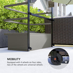 Rattan Pool Float Storage Organizer With Wheels, Mixed Gray