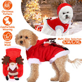 1Pc Pet Christmas Clothes Santa Claus Reindeer Antlers Costume Winter Outfit New Year Coat For Small Medium Dogs Cats