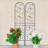 2 Pack Metal Garden Trellis 86.7" X 19.7" Rustproof Trellis For Climbing Plants Outdoor Flower Support Bird Deco Black