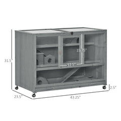 3-Tier Hamster Cage Hutch Box with Ladder Wheels for Small Animals