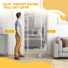 67" Extra Tall Pet Gate, 30"-41" Dog Gate with Cat Door, 1.4" Narrow Gap, 2.8" and 5.5" Extension, for Doorway, Hallway