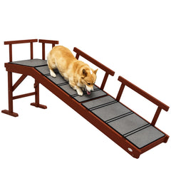 PawHut Wooden Dog Ramp With Removable Guardrails, Non-Slip Surface,, Brown