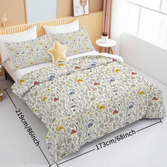 3 Pieces Mushroom Decoration Comforter Set Soft Bedding Set For Home Bedroom Decor Twin Full Queen King Size