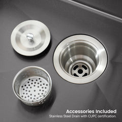 Stainless Steel Kitchen Sink, 27 X 19 Inch Single Bowl Undermount Sink, Handmade Black Kitchen Sink With US Standard Drain And Accessories