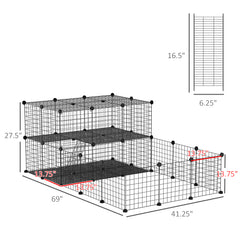Pet Playpen with Door, Metal Mesh Cage with Mallet, Black