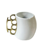 Novelty Brass Knuckle Coffee Mug, Ceramic, Black And White, Unique Handle Design, Funny Mugs Gifts For Christmas Novelty Ceramic Coffee Mug, X Mas Presents, Christmas Funny Gifts, Funny Gifts
