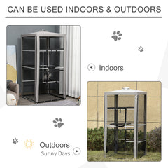 H Cat House Kitten Enclosure Playpen Frame with 3 Platforms