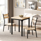 3 Piece Dining Table Set for 2, Modern Kitchen Table and Chairs, Dining Room Set for Breakfast Nook, Light Wood Grain