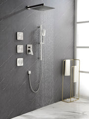 Shower System With Shower Head, Hand Shower, Slide Bar, Sprayer, Shower Arm, Hose, Valve Trim And Lever Handle