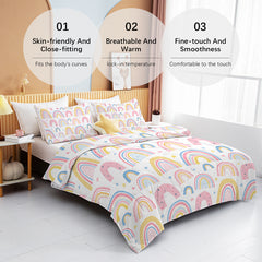 Rainbow Pattern Comforter Set For Women Pink And Yellow Rainbow Star Comforter 3 Piece With 2 Pillow Shams 1 Comforter And 2 Pillow Shams Twin Full Queen King Size