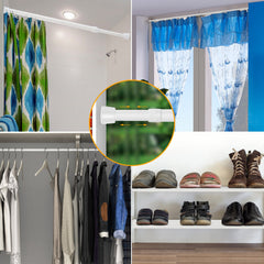 1Pc Tension Curtain Rod Spring Load Adjustable Curtain Pole Heavy-Duty Steel 4 Sizes For Bathroom Wardrobe Kitchen Balcony