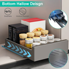 1Pc Pull Out Cabinet Organizer Carbon Steel Slide Out Drawer Storage Smooth Quiet Slide Rails For Kitchen Bathroom Living Room Black 11.81x16.92x2.75inch